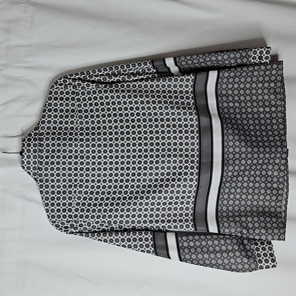 MICHAEL KORS LS BLOUSE SUZE SMALL GREY & WHite - Picture 4 of 8